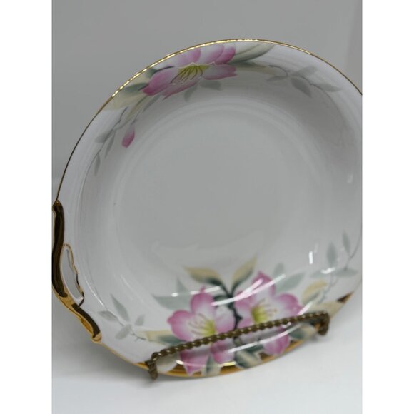 VTG Noritake Azalea Large Round Serving Bowl 9.5 Gold Handles Hand-Painted Japan - Picture 2 of 8